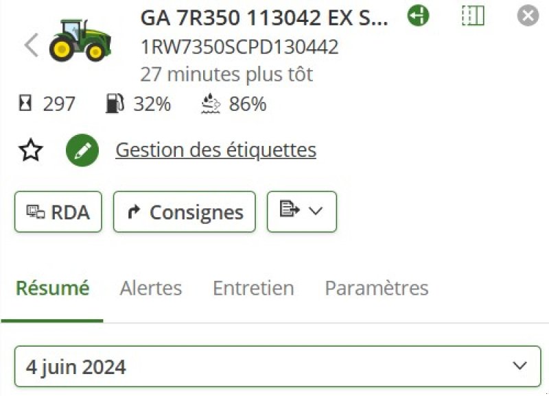 Traktor tip John Deere 7R 350, Gebrauchtmaschine in SAINT-GERMAIN DU PUY (Poză 6)