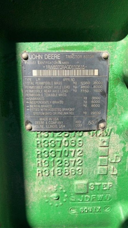 Traktor van het type John Deere 8370R Auto Trac ready. Front lift. Auto Power. TLS. Ring til Ulrik på 40255544. Jeg snakker Jysk, tysk og engelsk., Gebrauchtmaschine in Kolding (Foto 8)