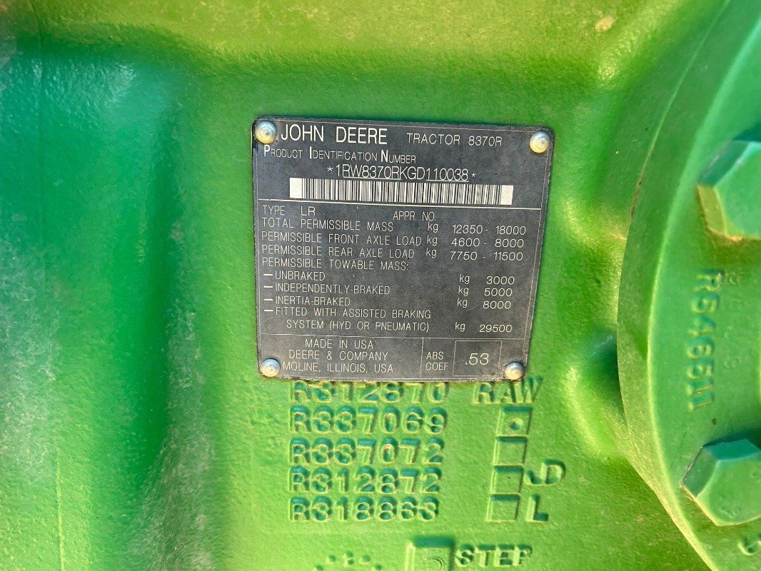 Traktor типа John Deere 8370R, Gebrauchtmaschine в Sittensen (Фотография 12)