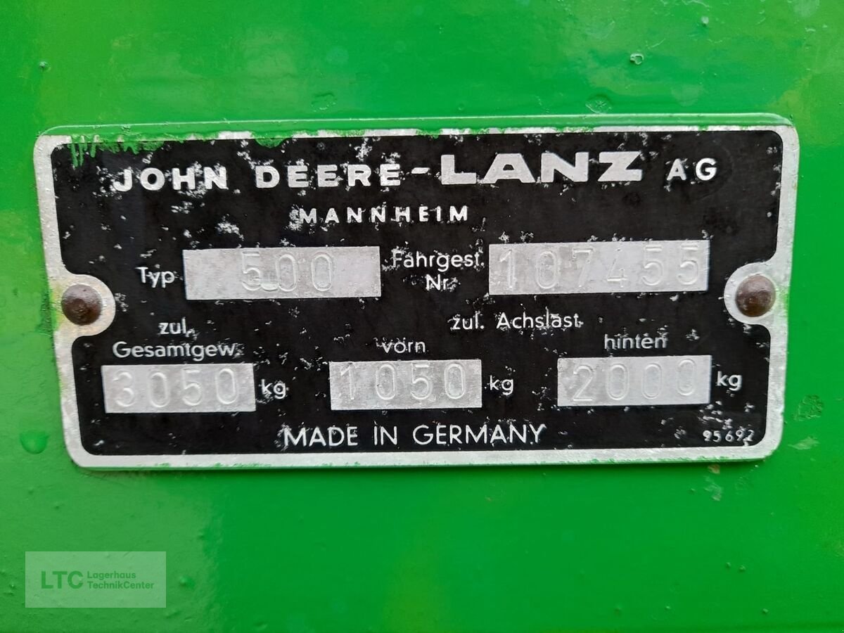 Traktor типа John Deere Lanz 500, Gebrauchtmaschine в Eggendorf (Фотография 9)