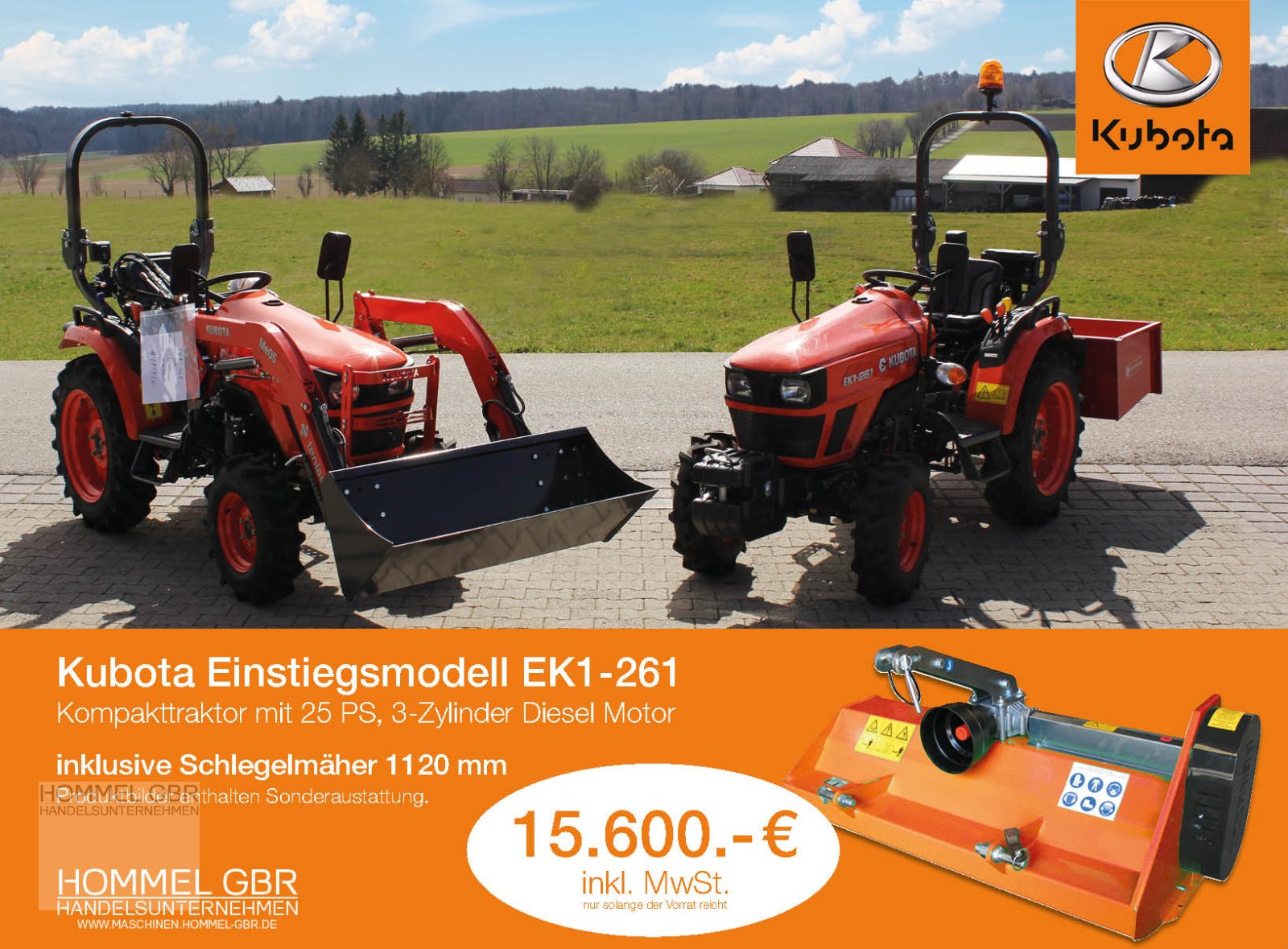 Traktor typu Kubota EK1-261 INKL. MULCHER 25PS, Neumaschine v Bopfingen (Obrázek 1)