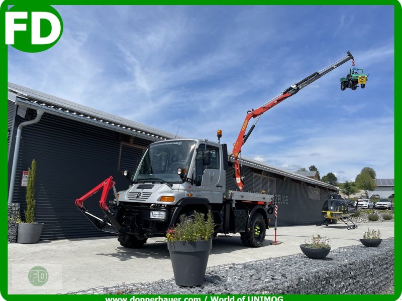 Traktor Türe ait Mercedes-Benz Unimog U300 Agrar mit Kran, Kraftheber , Rarität , 7500 kg, Gebrauchtmaschine içinde Hinterschmiding