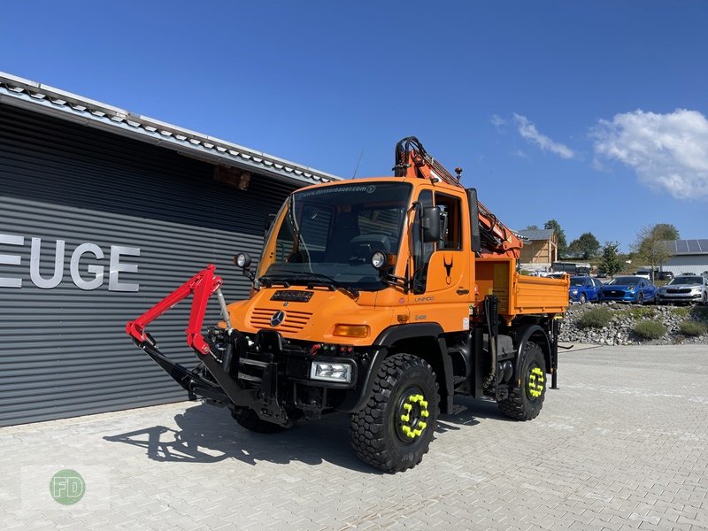 Traktor Türe ait Mercedes-Benz Unimog U400 mit Kran, Kipper, Zapfwelle, Funk, LOF Zulassung , 5x6 Kreis, Gebrauchtmaschine içinde Hinterschmiding (resim 15)