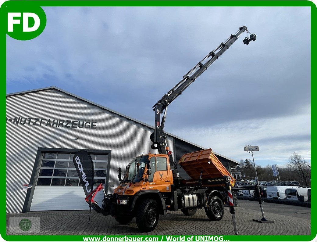 Traktor Türe ait Mercedes-Benz Unimog U500 mit Mega Kran, Hiab 288 , 5x6 Kreis, Zapfwelle, Kipper, Automatik, Multitalent , Einzigartig, Gebrauchtmaschine içinde Hinterschmiding (resim 13)