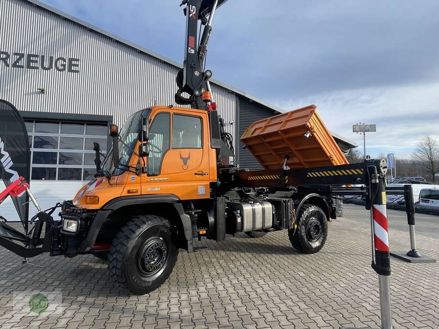 Traktor Türe ait Mercedes-Benz Unimog U500 mit Mega Kran, Hiab 288 , 5x6 Kreis, Zapfwelle, Kipper, Automatik, Multitalent , Einzigartig, Gebrauchtmaschine içinde Hinterschmiding (resim 14)