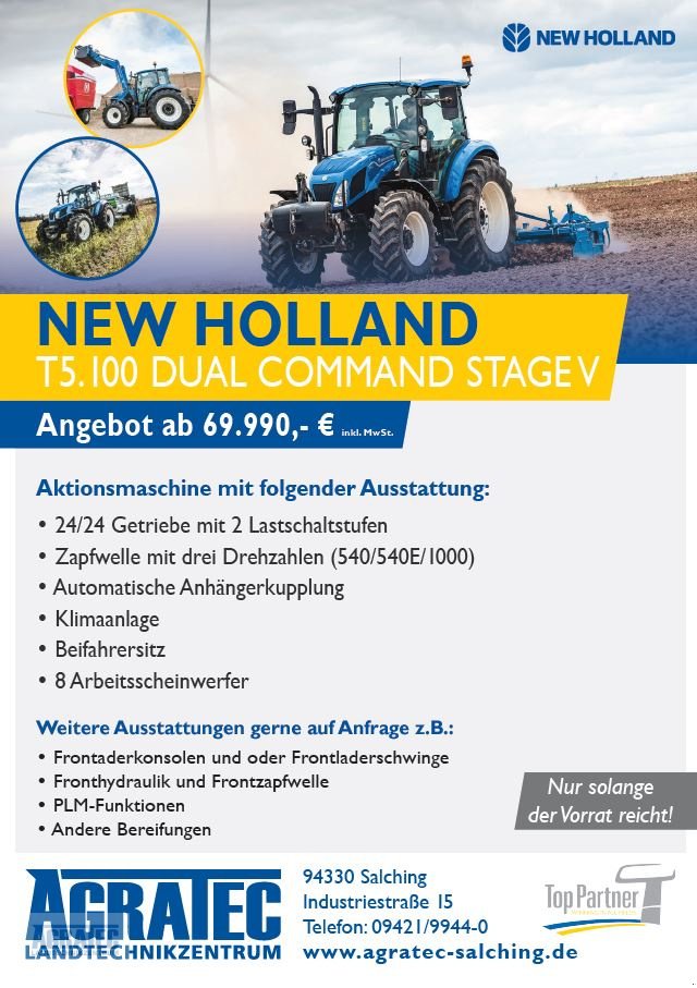 Traktor типа New Holland T 5.100 AKTION, Neumaschine в Salching bei Straubing (Фотография 1)