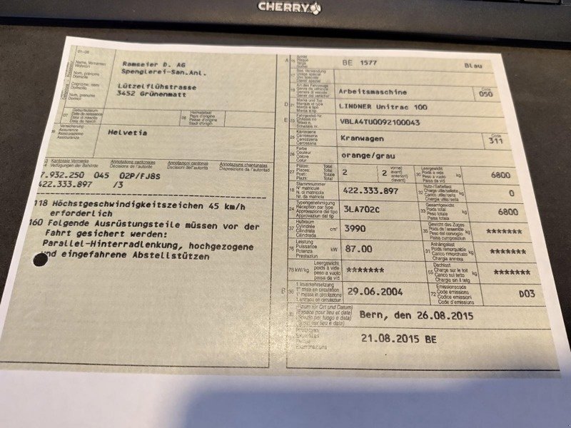 Transportfahrzeug typu Lindner Unitrac 100, Gebrauchtmaschine w Grünenmatt (Zdjęcie 9)