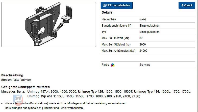 Unimog des Typs Mercedes-Benz Hecktraverse Schlussquerträger U425 U437 U1500 U1700 U2100, Gebrauchtmaschine in Fitzen (Bild 2)