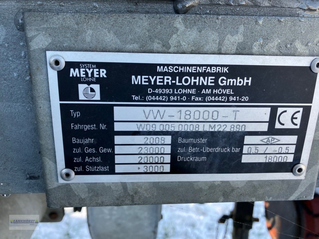 Vakuumfass типа Meyer-Lohne VT 18000, Gebrauchtmaschine в Aurich (Фотография 14)