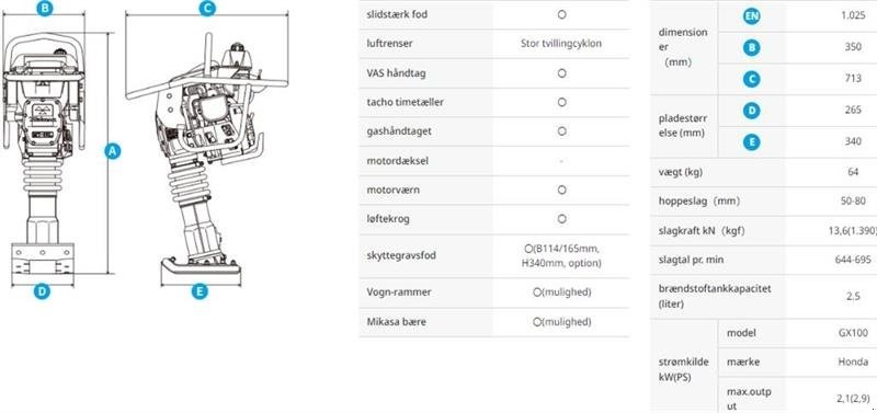 Vibrations-Stampfer Türe ait Sonstige MTX-60E Jordloppe/Stamper, Gebrauchtmaschine içinde Aalborg SV (resim 2)