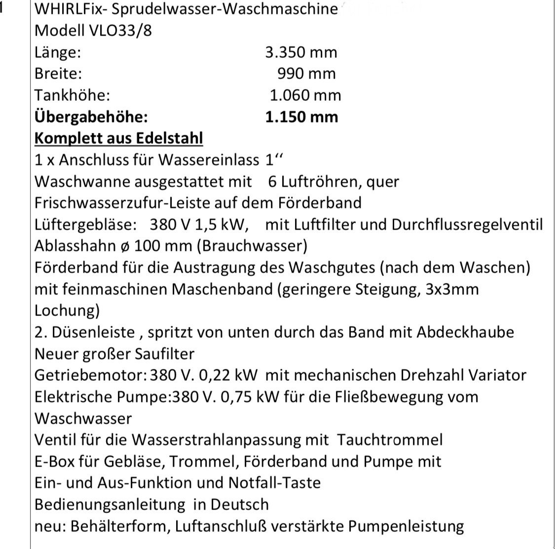 Waschmaschine tip Sonstige Gemüsewaschmaschine, Gebrauchtmaschine in Böbingen (Poză 2)