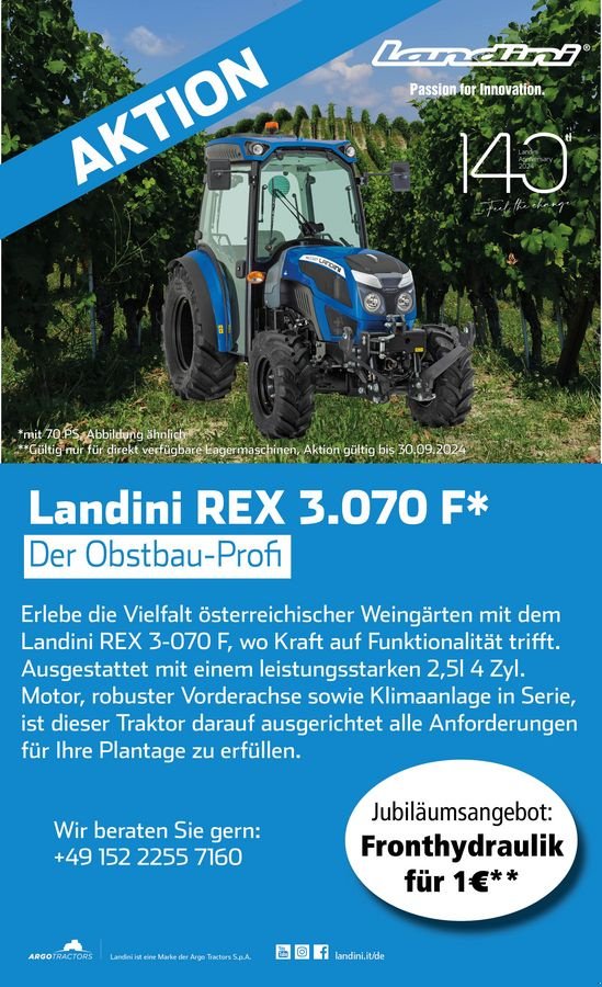 Weinbautraktor tipa Landini Rex 3.070 F, Neumaschine u Oberweidelham (Slika 2)