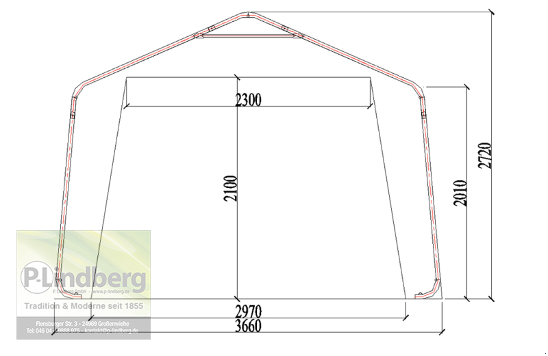 Zelthalle tip P.Lindberg GmbH Garagenzelt 610 g/m² Lagerzelt 8 x 3,66 x 2,72 m Wasserdicht Zelthalle robust, Neumaschine in Großenwiehe (Poză 3)