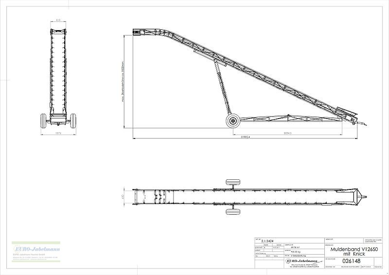 Lagertechnik Türe ait EURO-Jabelmann Förderband, EURO-Band V12650 K, mit Knick, 12  m, NEU, sofort ab Lager, Neumaschine içinde Itterbeck (resim 27)