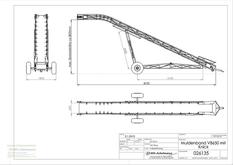 Förderanlage del tipo EURO-Jabelmann Förderband, EURO-Band V 8650, 8 m, NEU, Neumaschine In Itterbeck (Immagine 26)